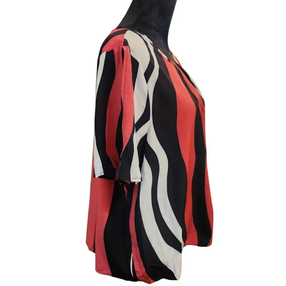 NWT Emery Rose Black, Pink and White Stripe Blouse Size 2XL - Picture 6 of 6
